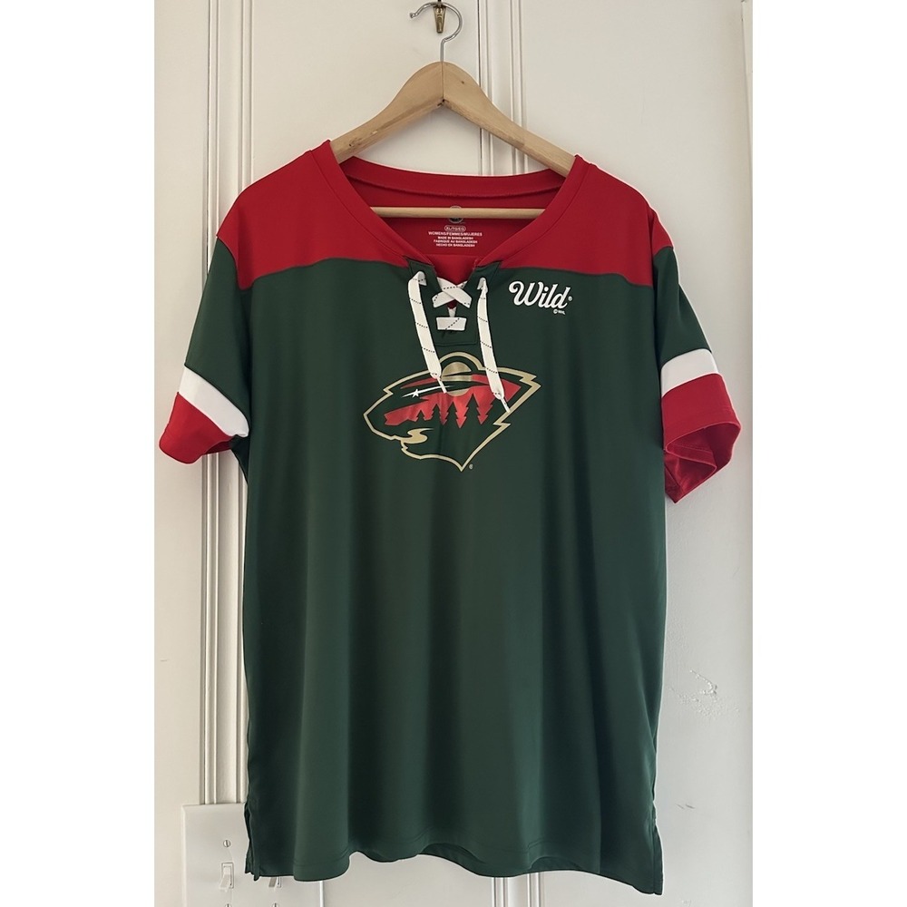 NHL Minnesota Wild Women's Lace Up Hockey Jersey‎ Shirt XL